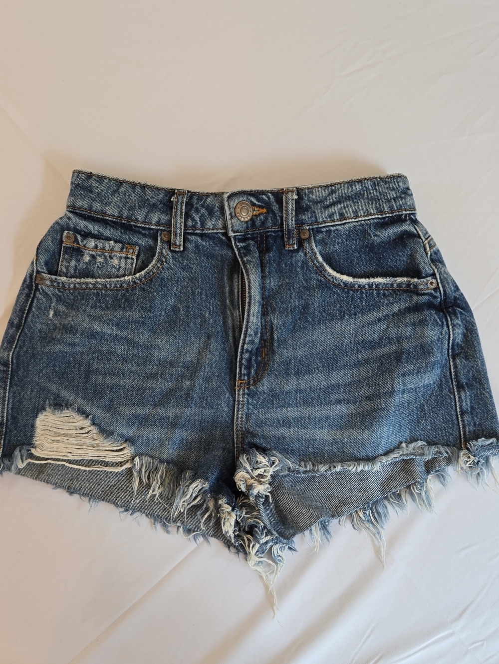 Garage Distressed Denim Cutoff Shorts in Blue